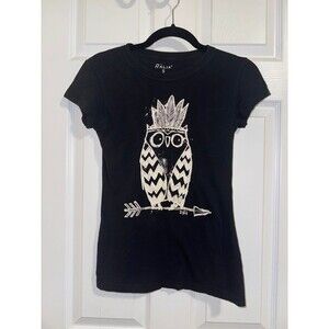 Black Glow in the Dark Owl Graphic Tee Size S